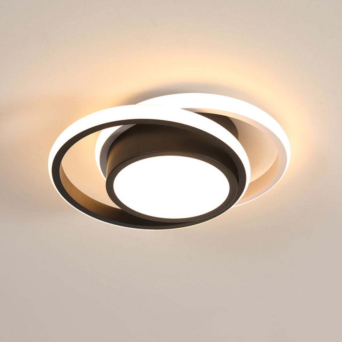 Riserva LED Plafondlamp Modern - 36W - 4050 lm - 3000K Warm Wit - Zwart/Wit - Ovale Design Plafonnière voor Woonkamer, Slaapkamer, Eetkamer en Werkkamer