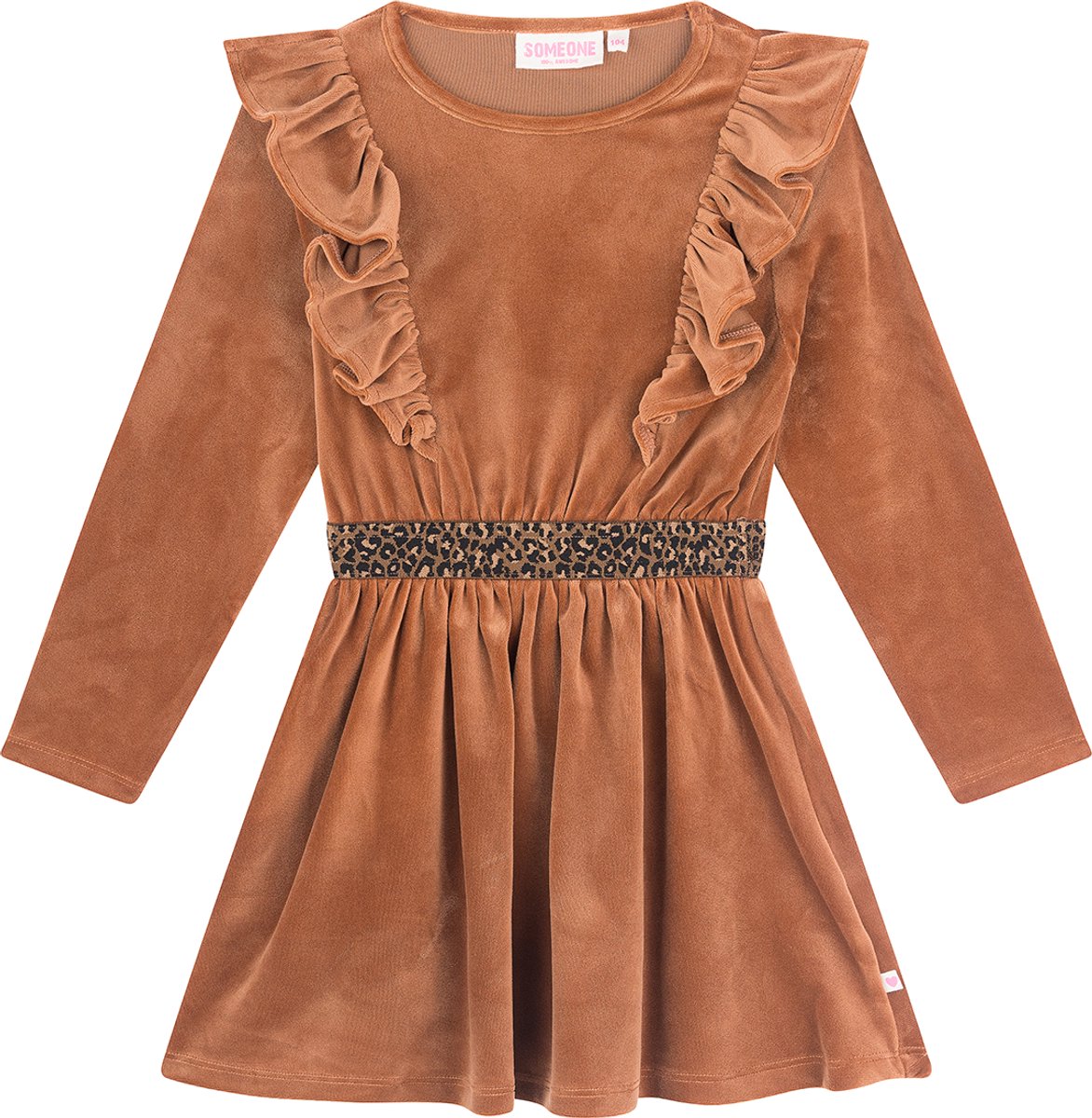 Someone NORA-SG-52-L Meisjes Jurk - DARK COGNAC