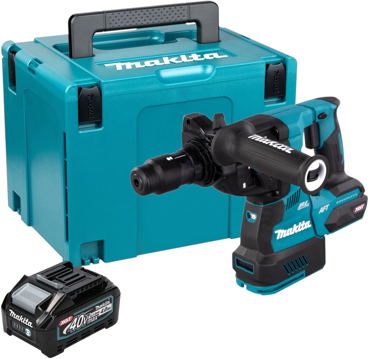 Makita HR 002 GM101 accu-boorhamer 40 V max. 2,9 J SDS-PLUS borstelloos + 1x accu 4,0 Ah + Makpac - zonder oplader