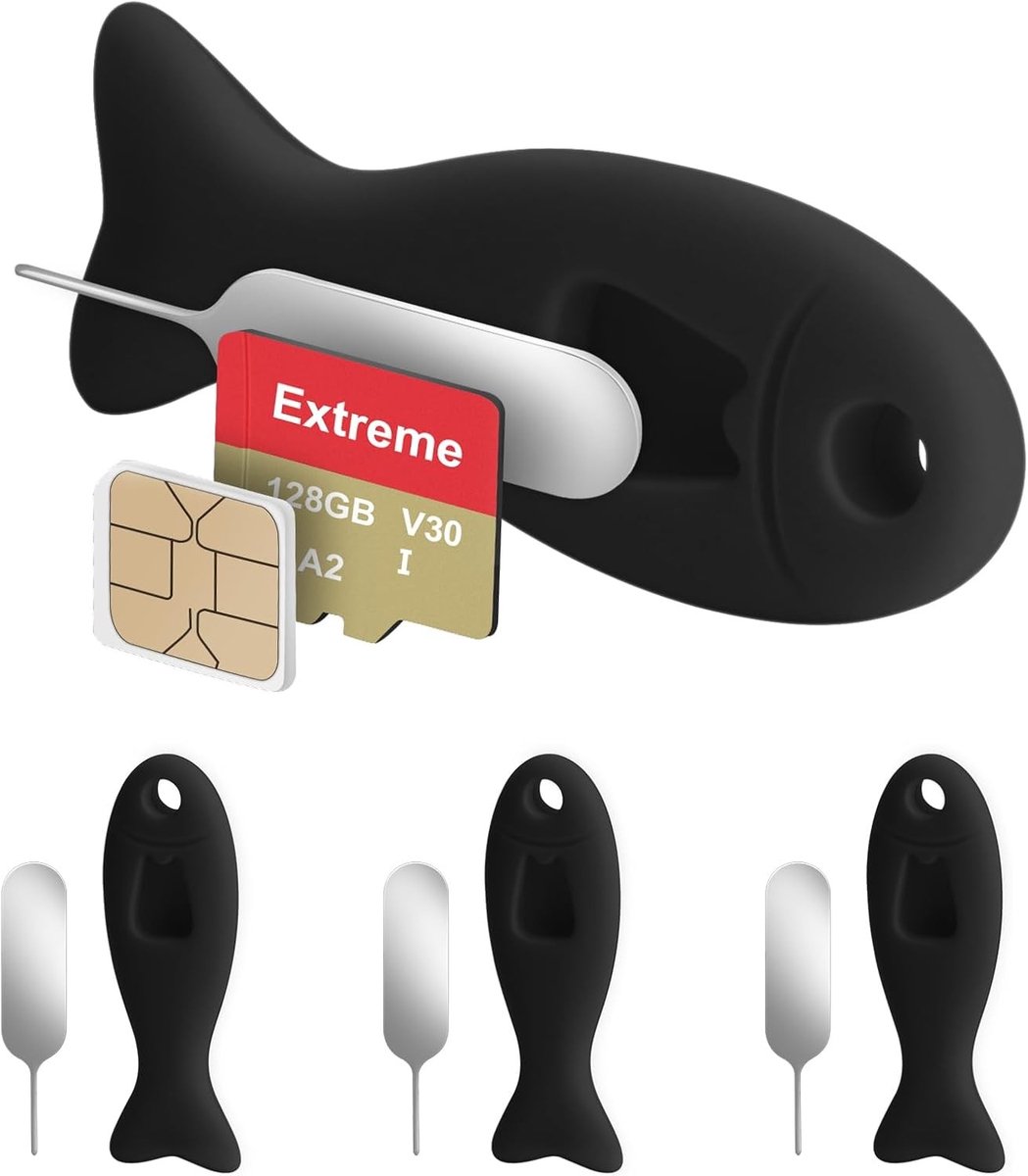 Set van 4 SIM-kaart verwijdertools met geïntegreerde opslag, inclusief ejectpennen en naaldopener, geschikt voor iPhone en andere smartphones