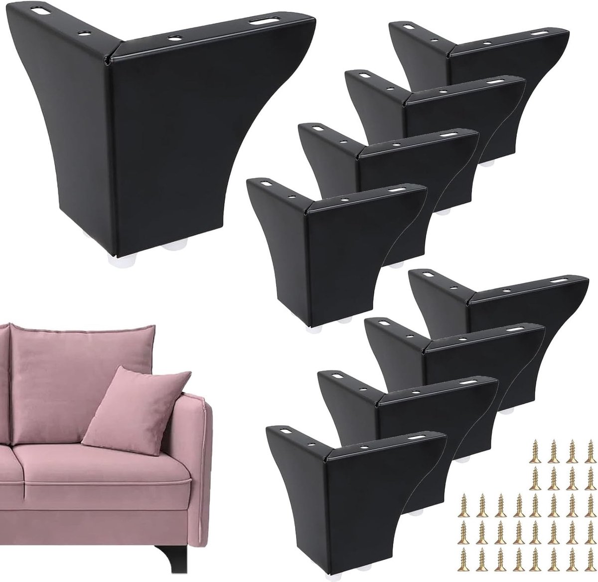 Meubelpoten Set - Kastpoten Tafelpoten - Meubels Verstevigen - Hoge Draagkracht - 8 stuks 10 cm - Zwart