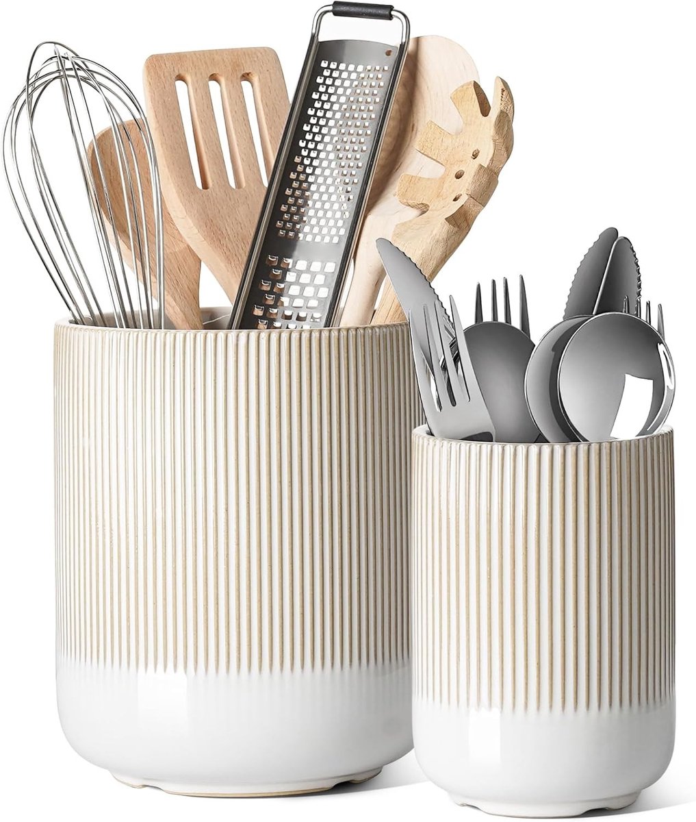 Kruidenhouder Set van 2, Keramische Keuken Organizer voor Aanrecht, Boho en Farmhouse Deco