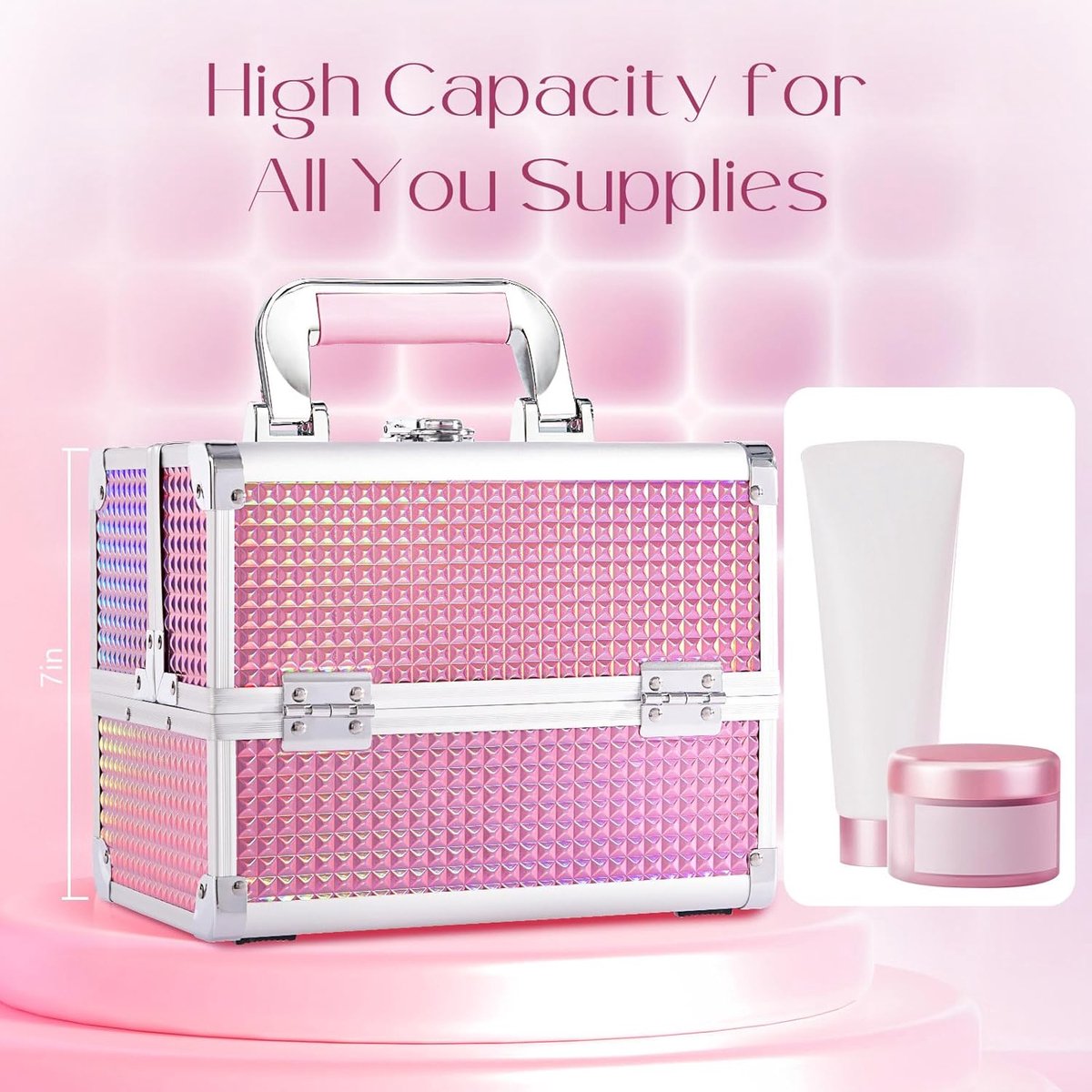 Cosmetica Koffer - Beautycase Make-up Organizer - Snel Make-up Pakken - Waterafstotend Aluminium - 24 x 19 x 17 cm