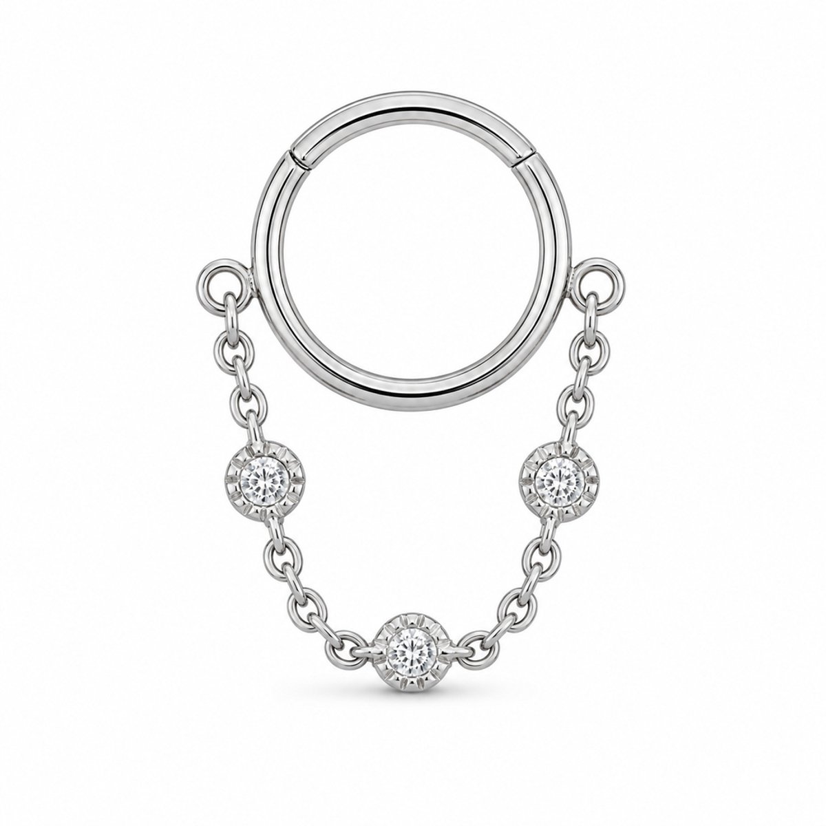 LGT JWLS - Segmentring Piercing - Zilver edelstaal - Zirkonia