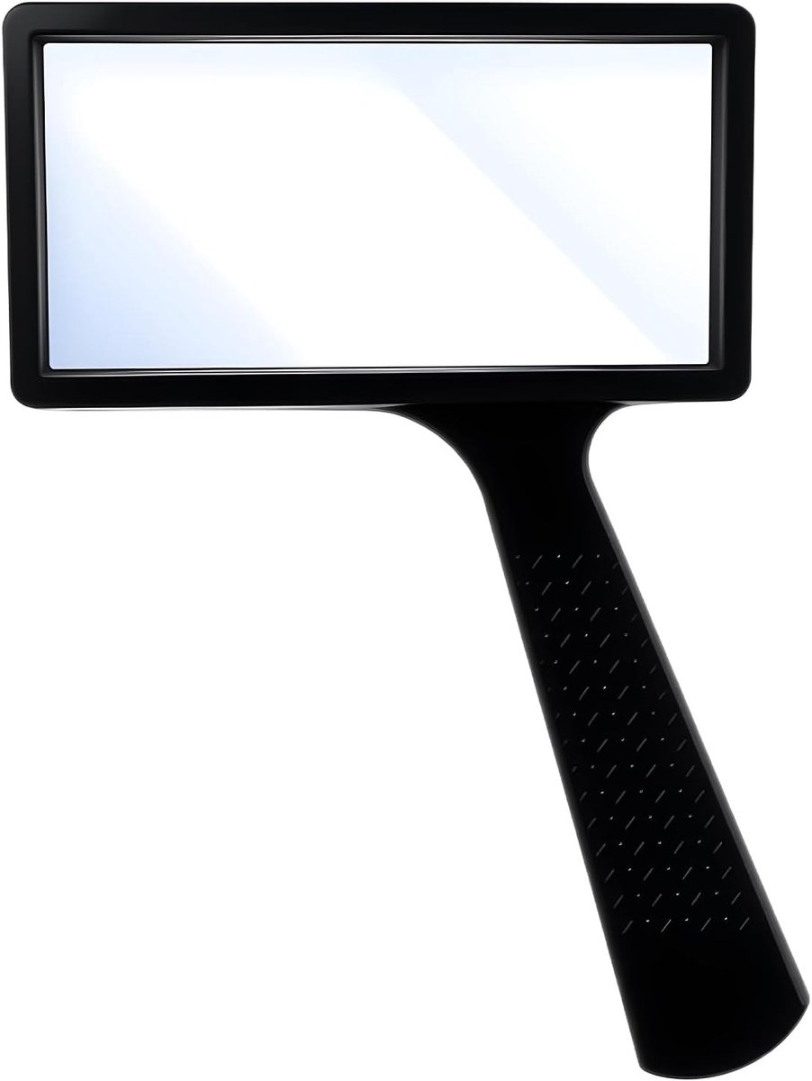 Vergrootglas - Rechthoekig - 10-voudige vergroting - Echt glas met antislip handvat - Voor Lezen en Hobbyobservaties