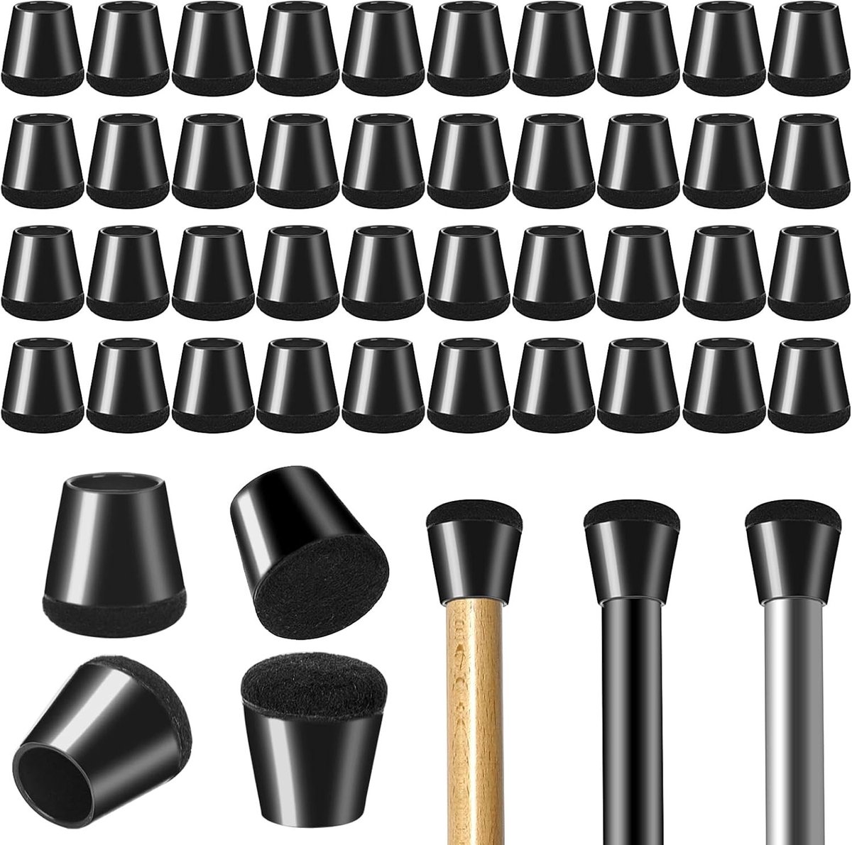 Stoelpootdoppen - Transparant - 14 - 20 mm - TPR met Vilt - Voor Meubels en Stoelen