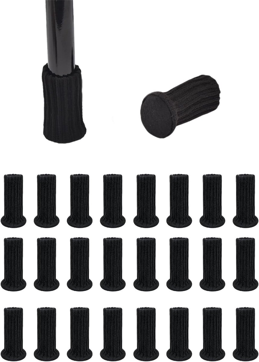 Stoelsokken - Zwart - 8 cm - Gebreide Viltbeschermers voor Meubels - Voor Stoelen en Tafels