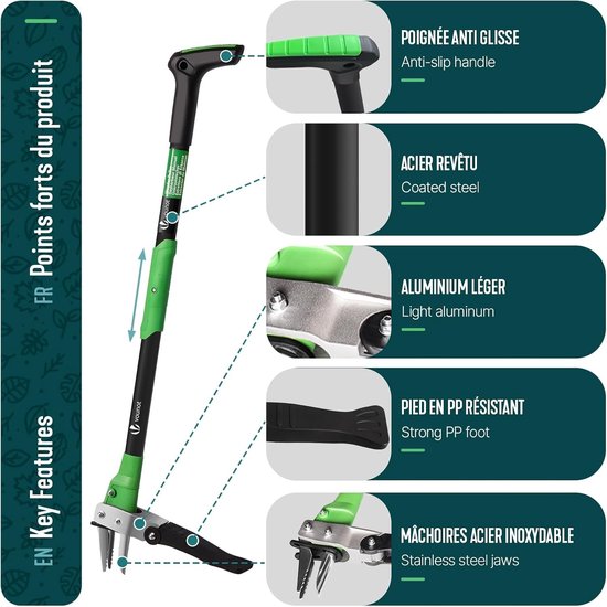 Handmatige Onkruidverdelger - Roestvrij Staal - 100 cm - Robuuste Tuinier Tool - Voor Tuin en Gazon — afbeelding 3
