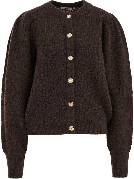 WE Fashion Dames gebreid vest van wolmix met gouden knopen