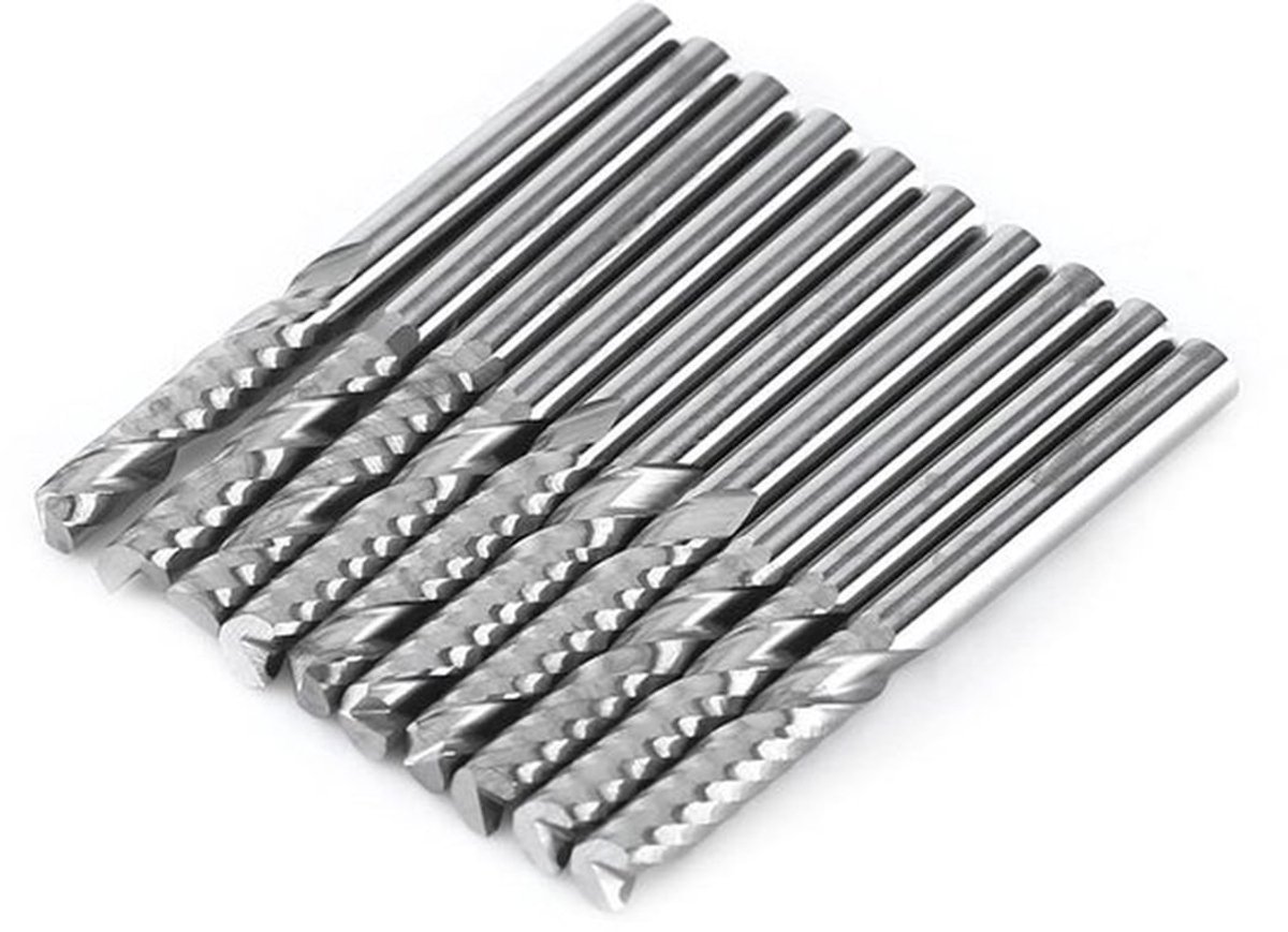 10 stuks endmolen met één groef - tungstencarbide - spiraalfrezen - CNC-frezen - 4 mm schacht - Freesgereedschap