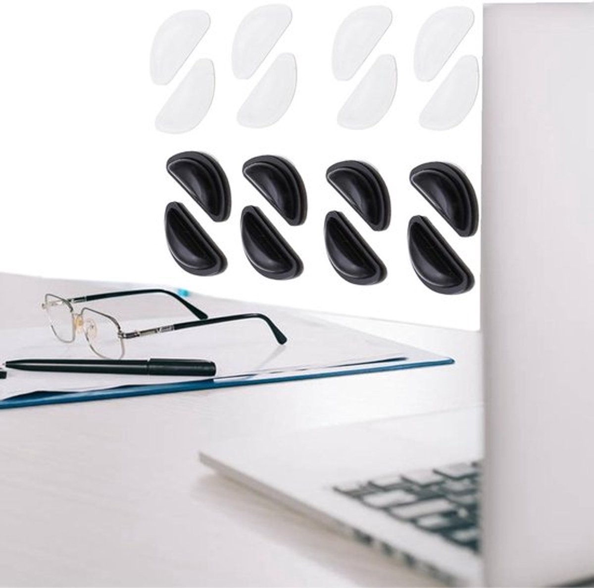 Siliconen neuspads voor bril - Anti-slip - Wayfarer stijl - 8 paar.