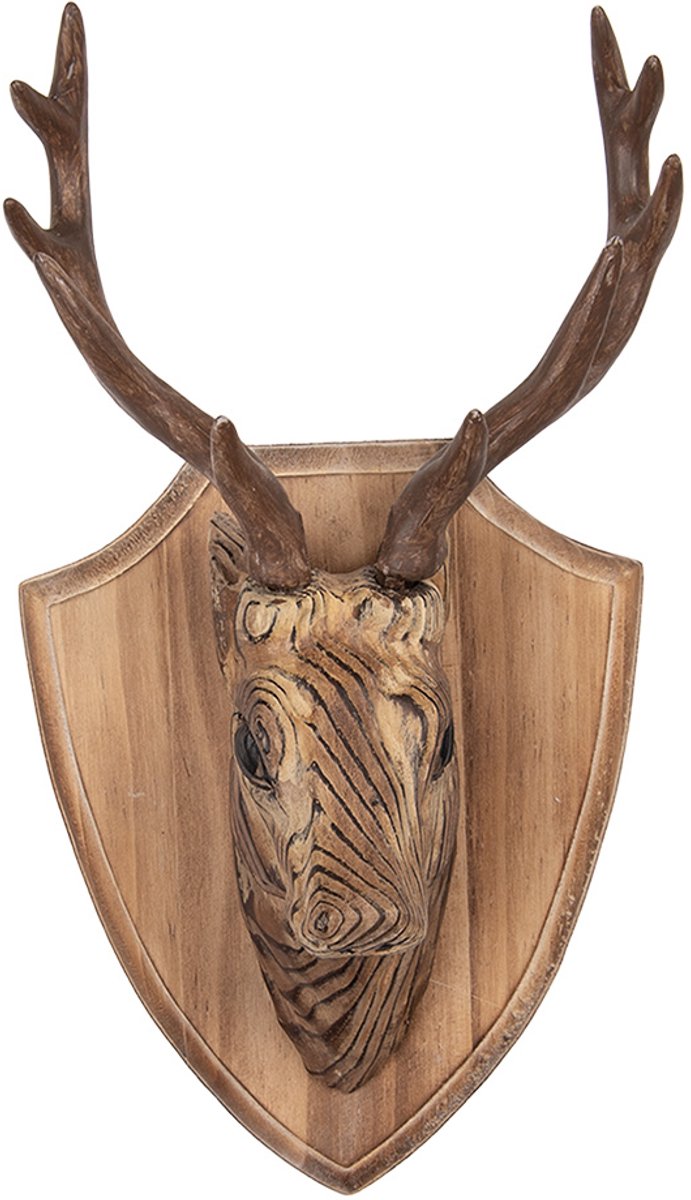 Clayre & Eef Decoratie Beeld Hert 21x14x36 cm Bruin Hout