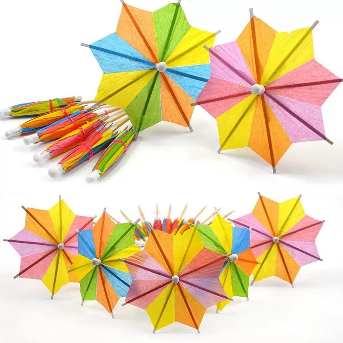 SnelShoppen - 50 Stuks Cocktailparaplu's voor Dranken, Mini Papieren Paraplu's, Kleurrijke Hawaïaanse Feestdecoratie, Drankprikkers, 10 cm, Perfect vo