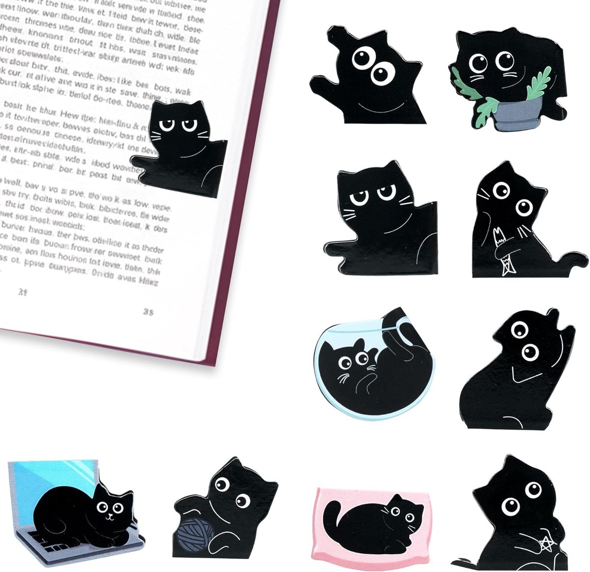 Magnetic Cat Bookmarks, Pack of 10, Magnetic Bookmarks, Bookmarks, Gifts for Kids, Women, Coworkers, Teachers, Book - ShopVlot