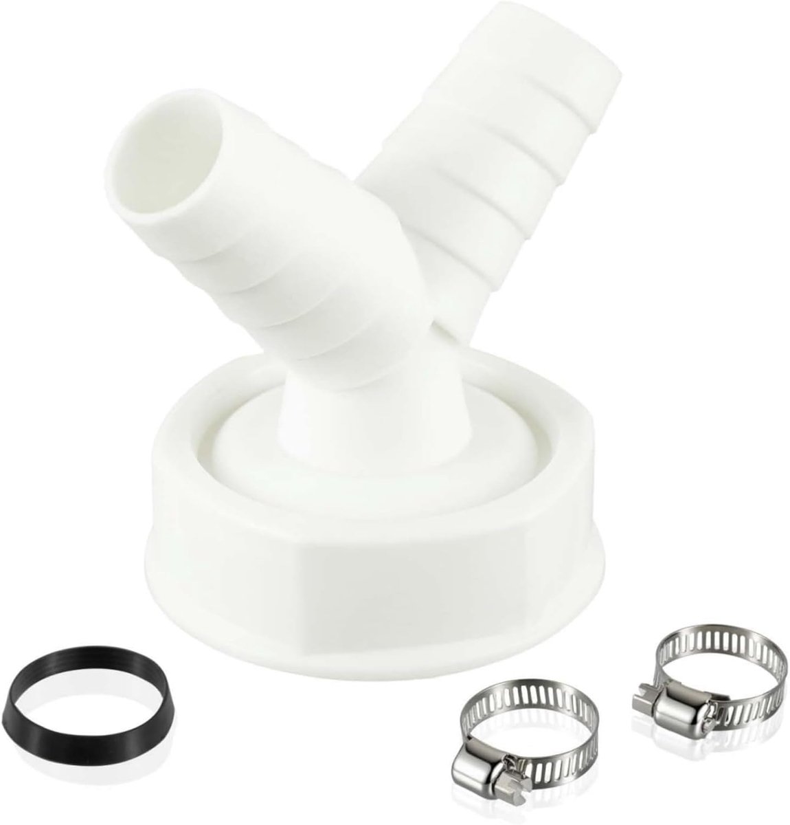 SnelShoppen - Y-connector Afvoerslang Wasmachine Dubbele Aansluiting 11/2 Inch, Inclusief 2 RVS Slangklemmen voor 45mm Slang, Voor Gelijktijdig Gebrui