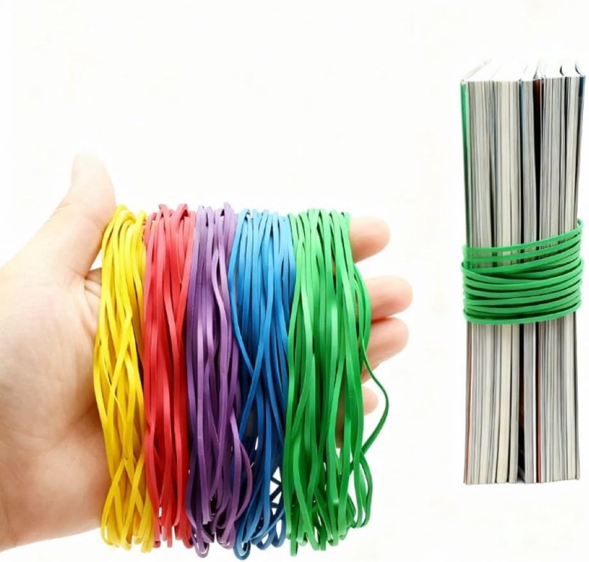 SnelShoppen - Pack van 100 Kleurige Elastische Ringen 160 x 2 mm, Natuurrubber, Duurzaam en Herbruikbaar, Perfect voor Organisatie in Huis, Kantoor, K
