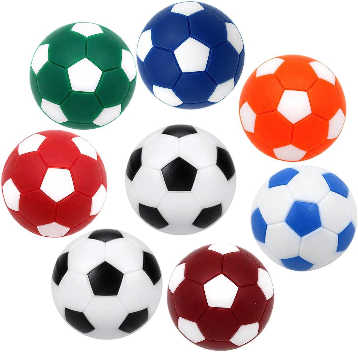 SnelShoppen - Pack van 8 Tafelvoetbal Ballen, Kicker Ballen, 32 mm, Zwart-Wit, Perfect voor Tafelvoetbal en Spellen, Realistisch Speelplezier