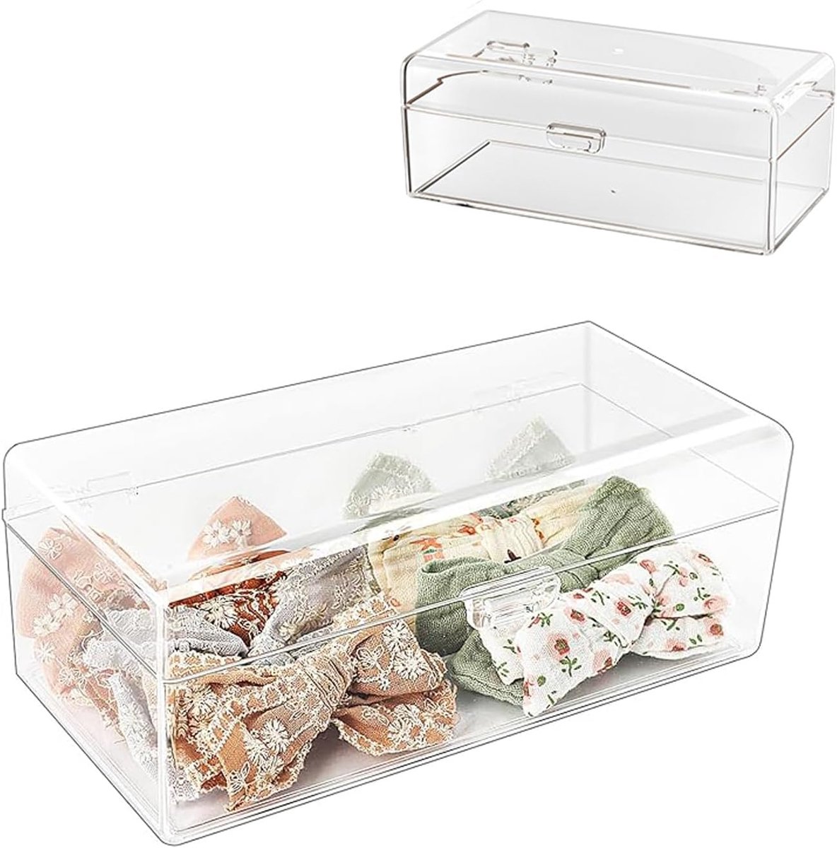 SnelShoppen - Haar Organizer, Haaraccessoires Doos, Haarspeldopberging, Multi-Functionele Organizer met Drie Laag voor Haar, Nagels en Naaien, Transpa