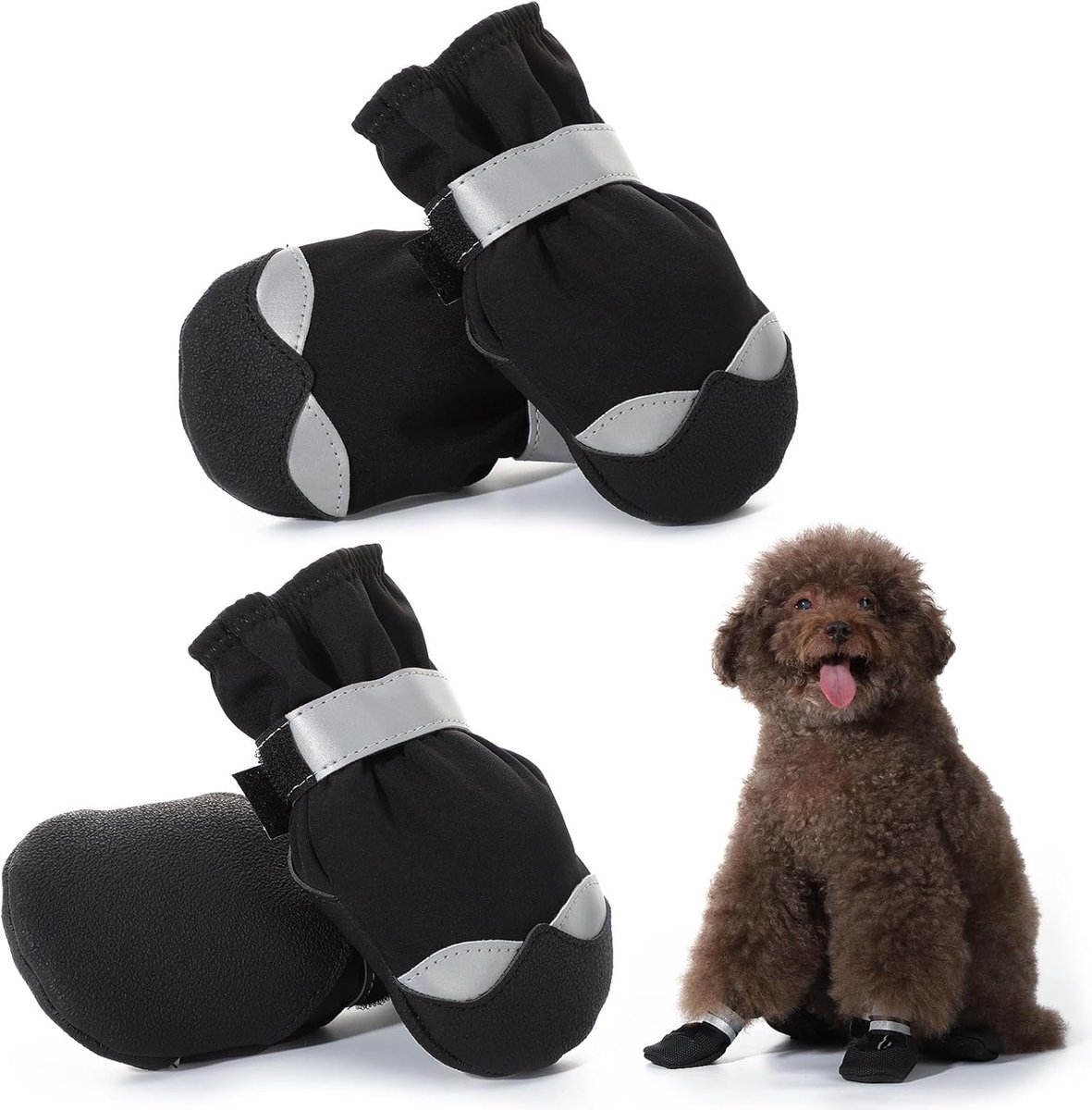 Hondenregenlaarzen set van 4 - waterdichte winterbescherming - robuuste antislipzool - comfortabel voor de pootjes - ShopVlot