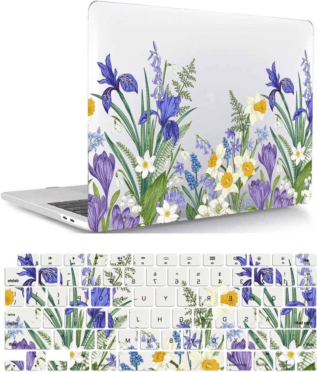 Laptop Hard Case - Beschermhoes Laptop - Bescherming Laptop - Matte Afwerking - 14 inch - Paars Bloem