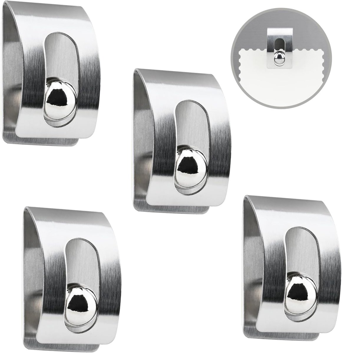 Wandclips voor notities - 4 stuks - roestvrij staal - zelfklevend en eenvoudig te installeren - ShopVlot