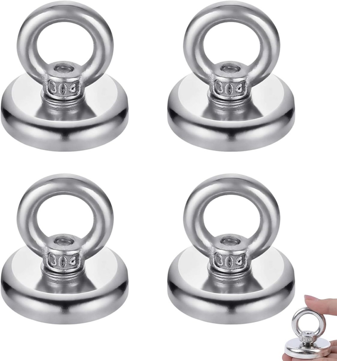 SnelShoppen - Sterke Neodymium Magneten 4 Stuks 32mm met Haakjes - Extra Sterke Magneet Haken voor Koelkast, Keuken, Garage en Camping