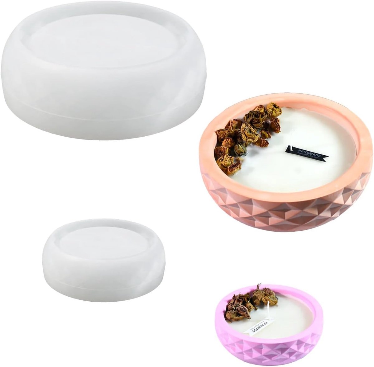 SnelShoppen - Grote Silicone Mold Kom voor Gieten, 3D Silicone Mallen, Rond, Geometrisch, Flexibel, Ideaal voor Handgemaakte Decoratie, Fruitkom, Epox