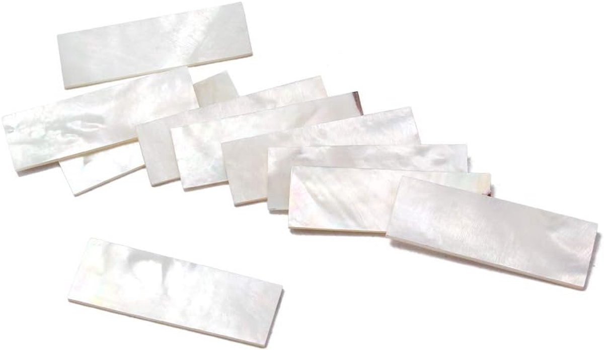 10 Stuks Inlegmateriaal Wit Moerschelpen Vel voor Gitaarhals Onderdelen 36x12x1mm
