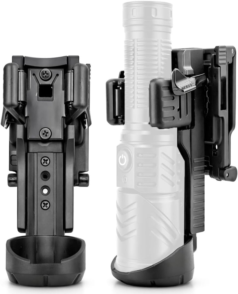 K8-serie tactische zaklamphouder, robuuste riemclip met 360 graden rotatie, afneembare en gemakkelijk te vergrendelen standaard, ultra duurzaam nylon polymeer voor politie