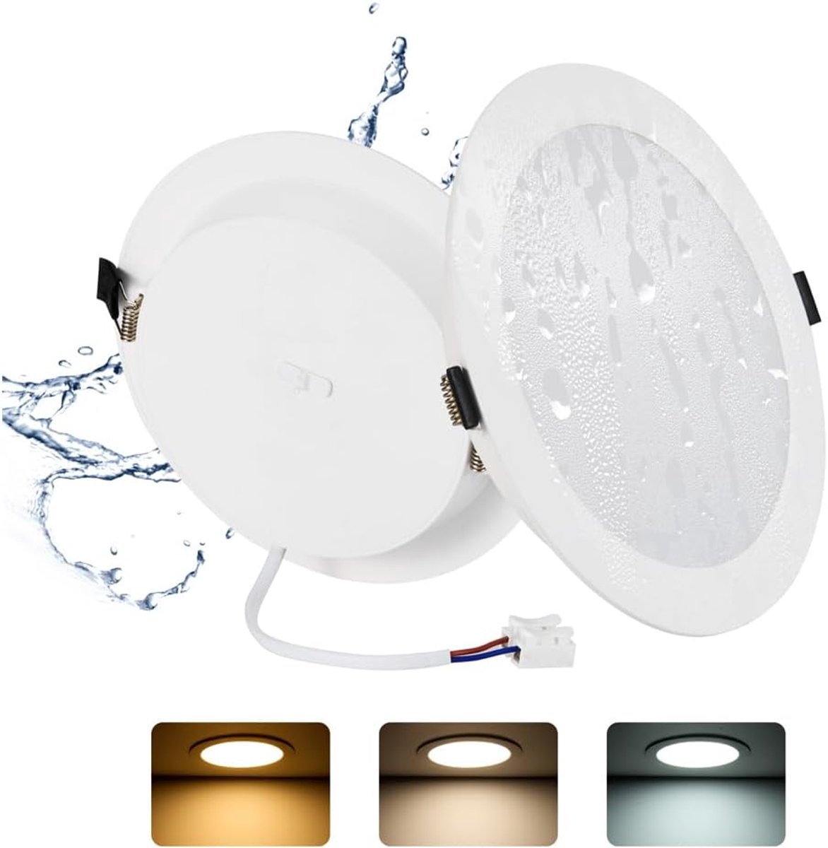 2 * 16W LED inbouwspots 230V vlak, IP44 Led spots badkamer, 3000K-4000K-6000K plafondspots, Ø145-160mm gat diameter inbouwspots voor keuken woonkamer