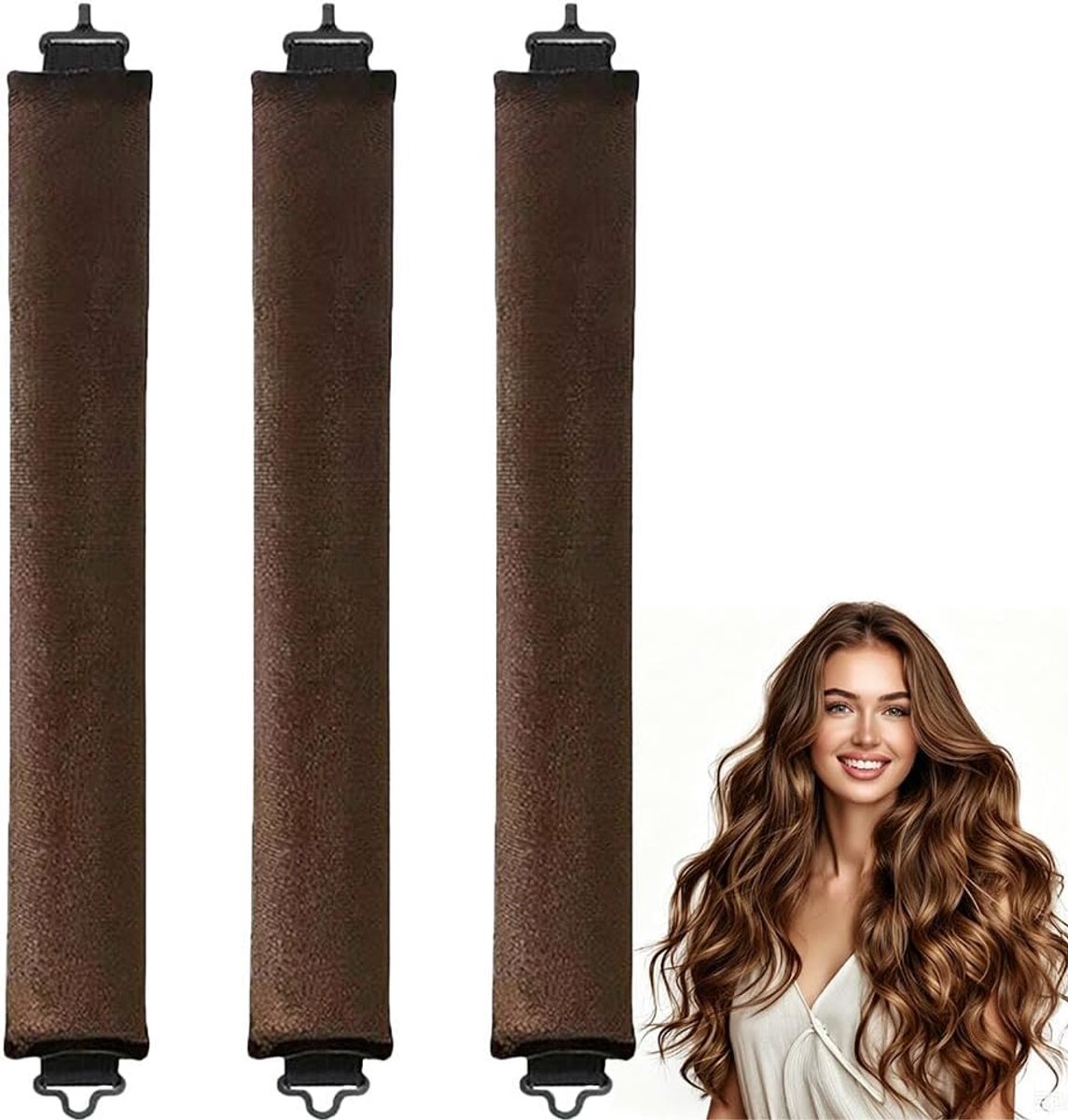 Haar Krulstaaf & Hoofdband Set, Krullen Blowout Satijn Flexi Staven Geen Warmte Styling Gereedschap Zachte Rollers voor Alle Haartype
