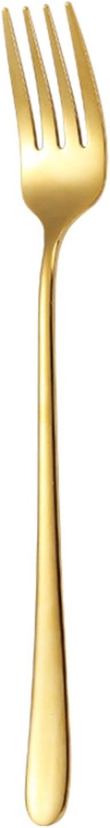 Roestvrijstalen Vorken - Dinervorken Fruitvorken - Tafel Bestek - Viertandig Ontwerp - 20.5 cm - Goud