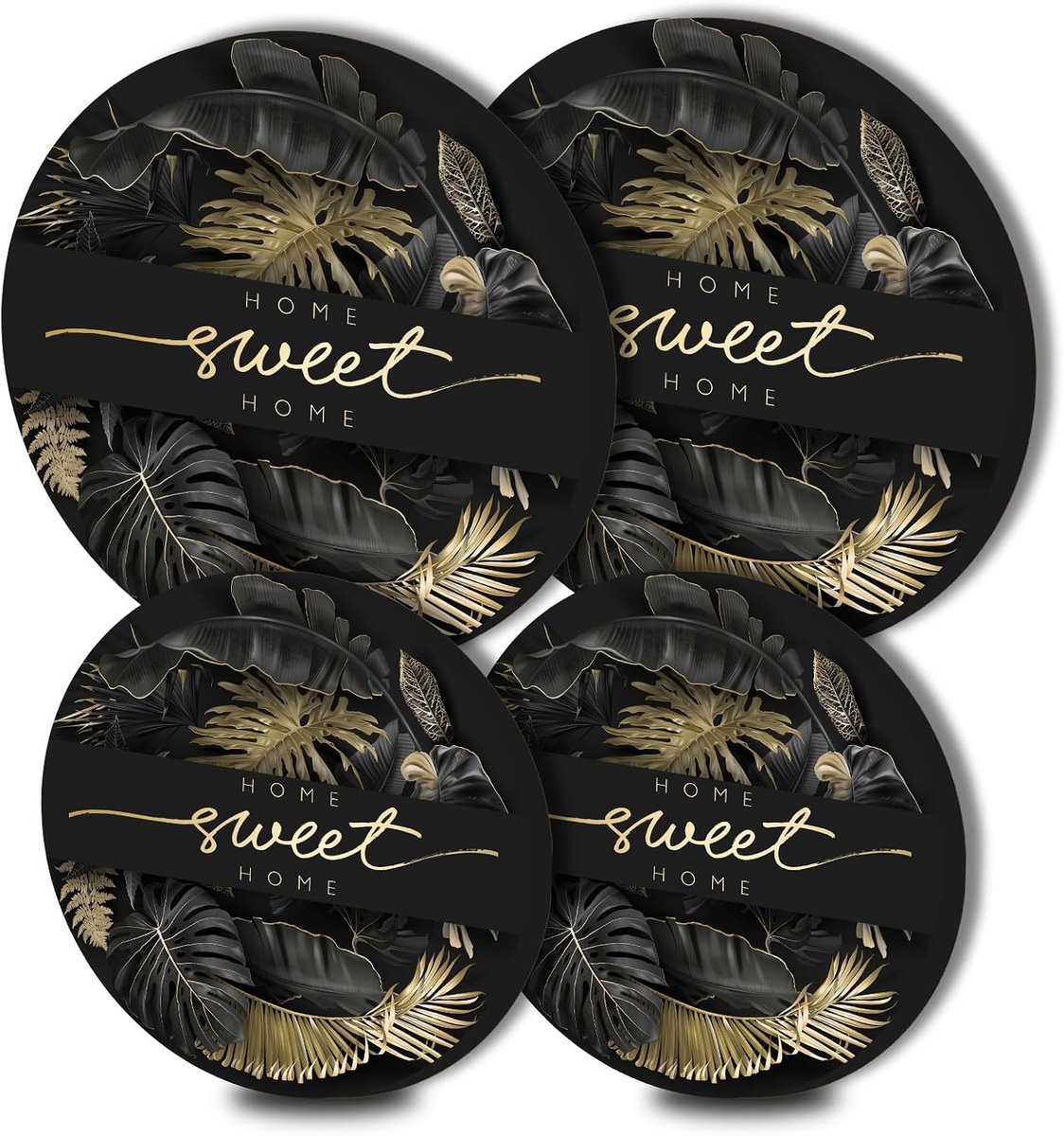 SnelShoppen - Set van 4 Hob Covers voor Elektrische Kookplaten met Home Sweet Home Patroon - Roestvrijstalen Bescherming voor Gasfornuis - Keukenacces