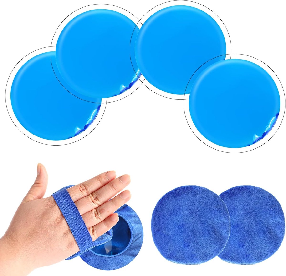 gel ijspakketten 4 stuks warm/koud kompres ijszak herbruikbare kleine ijspakketten voor blessures, pijnverlichting met 2 hoezen
