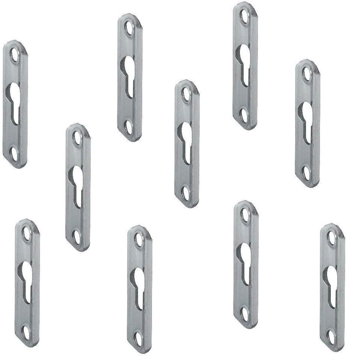 metalen kasthanger van staal | 16 x 42 x 3,5 mm | Lenskopfitting verzonken met sleufgat | Ophangfitting voor inbouw of vastschroeven | 10 stuks - meubelhanger
