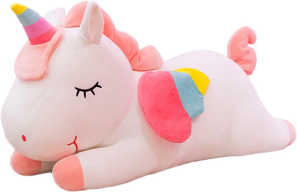 Knuffel - Extra Zachte Pluchen Eenhoorn met Vleugels - Slaapmaatje & Speelgoed voor Kinderen - Ideaal Cadeau(Wit,40cm)