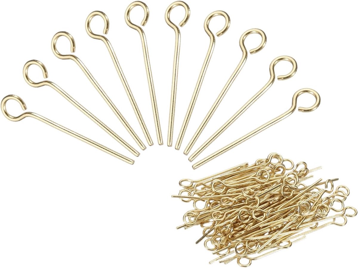 200Pcs 304 Rvs Sieraden Oogspelden 17Mm 22 Gauge Goud Open Oogspelden