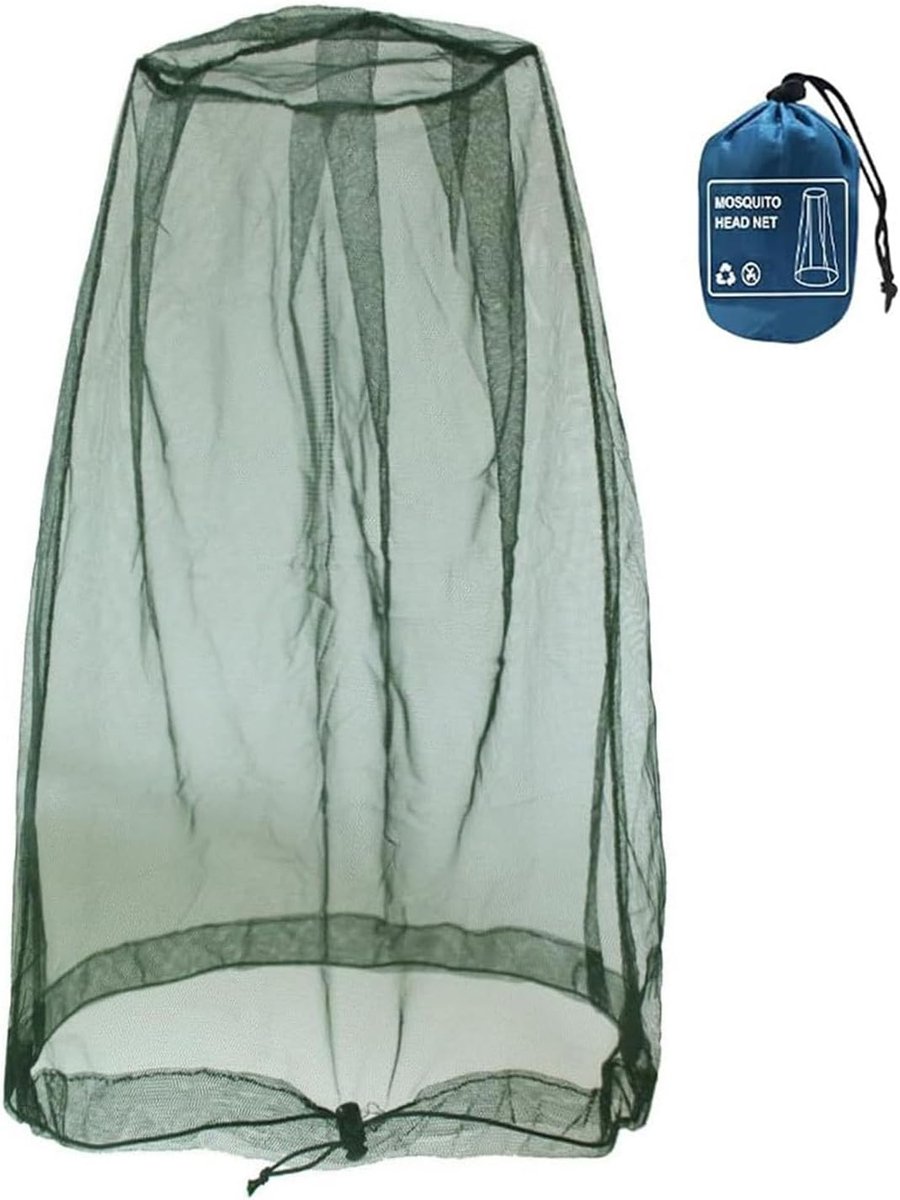 SnelShoppen - 2 Packs Hoogwaardige Muggennetten, Insectenbescherming, Extra Breed en Lang, Fijnmazig, Voor Kamperen, Hiking, 46 x 46 cm, Groen