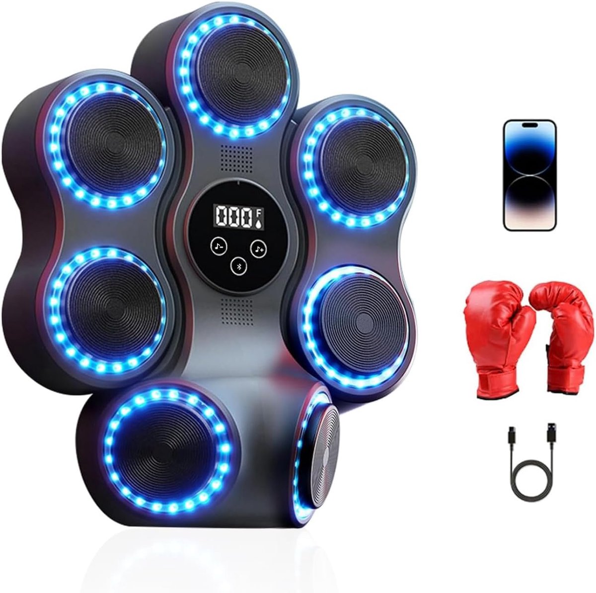 SnelShoppen - Boxing Shak Trainer met Verstelbare Basis + Professionele Bokshandschoenen, Robuust Stalen Frame met Antislip Basis, Punchingbal Accesso