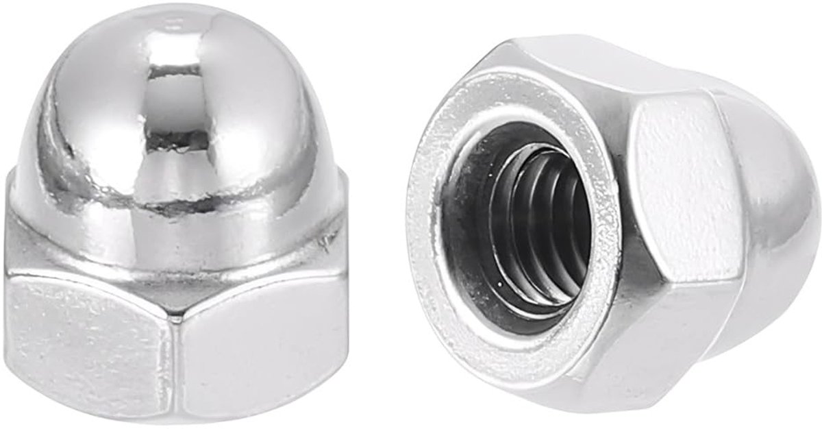 20 Stuks Dopmoeren Zeskant Hoedmoeren - roestvrij staal 304 A2 zeskant dopmoeren Hoedmoeren hoge koepelmoeren afdekkappen voor Schroeven Schroefdraadstang en Schroefdraadbouten M4 (4mm)