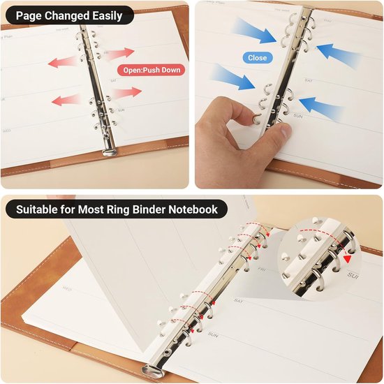 Navulpapier Weekplanner A5-180 Bladen Weekly Planner without Date 6-gaats Archiefmap 14x21cm - 100GSM Navulpapier Agenda - Navulbaar Papier voor A5 Ringband Inzetstukken — afbeelding 3