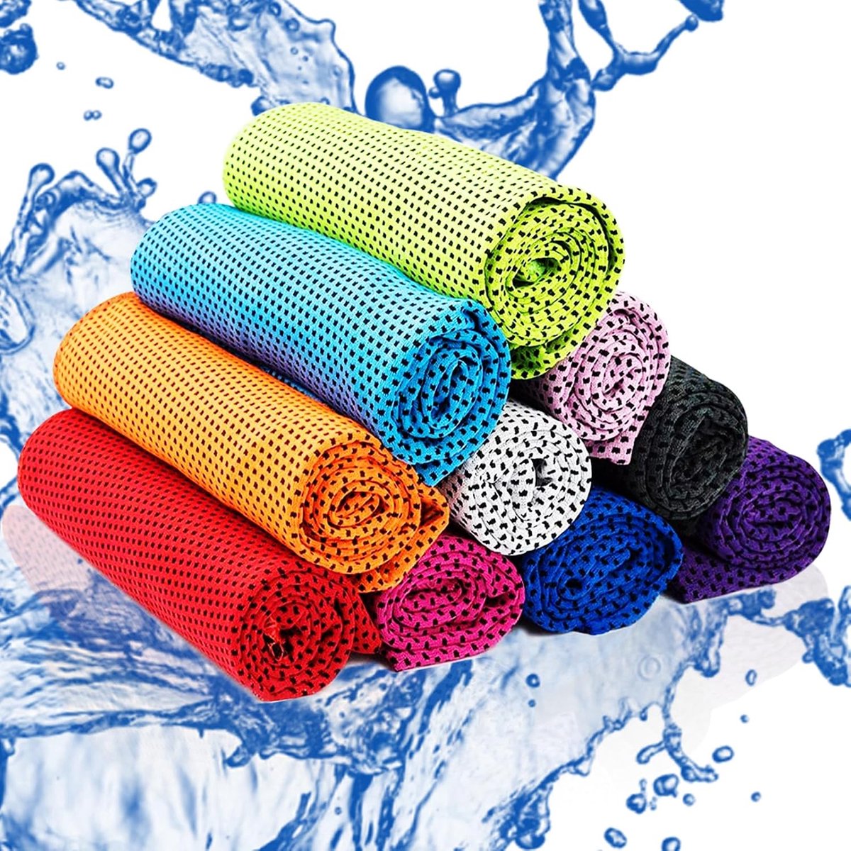 10 stuks verkoelende handdoek, koelhanddoek, koelhanddoek, verkoelende handdoek, koelhanddoek, koeldoek, halsdoek, koelhanddoeken voor mensen, voor fitness, sport, yoga, golf, strand, training, reizen