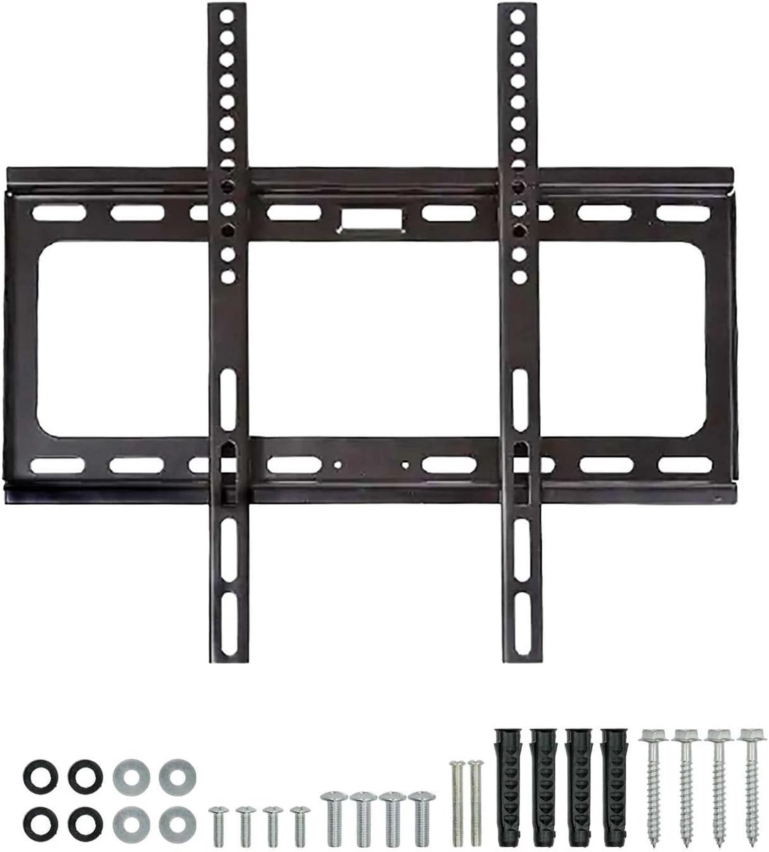 Stabiele TV-wandbevestiging van Zwart roestvrij staal met afmetingen van 45.5 x 42.5 x 1 cm (VESA) - Max. belastbaarheid van 50 kg - voor flexibele en robuuste montage van uw flatscreen