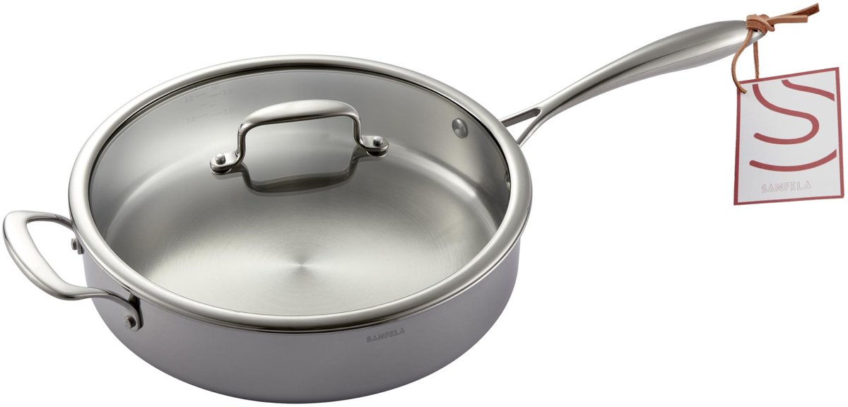 Omgoods - 28 cm RVS Sauteuse met Glazen Deksel