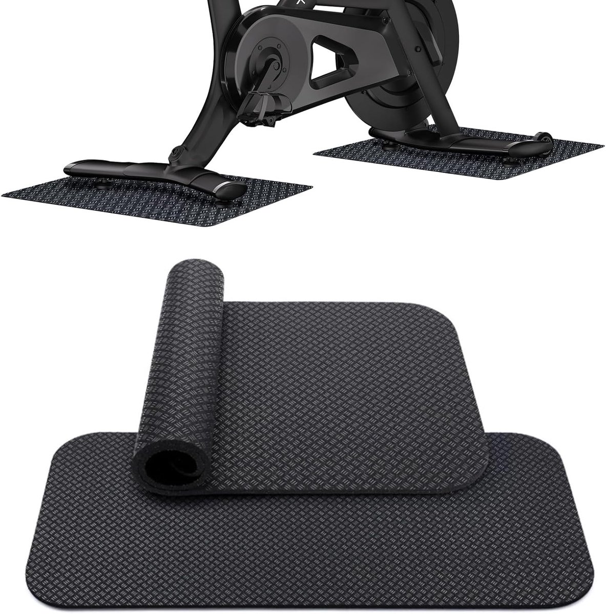 Set van 2 Vloerbeschermingsmatten voor Fitnessapparatuur, 63.5 x 30 cm, Antislip en Schokabsorberend, Ideaal voor Oefenfietsen en Bescherming tegen Krassen