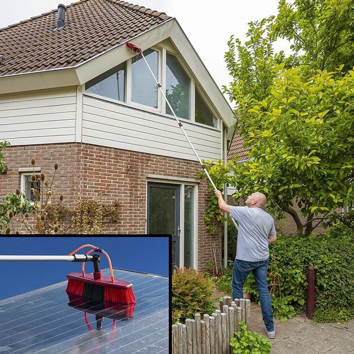 Omgoods - Heavy Duty Wasborstel met Telescoopsteel en Zeepdispenser