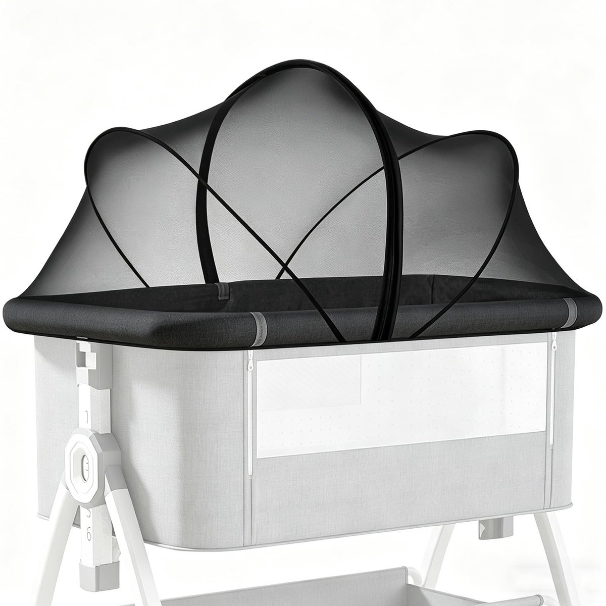 Omgoods - Universele Mosquito Net voor Reisbedje - Met Geluidloze Rits - Zwart