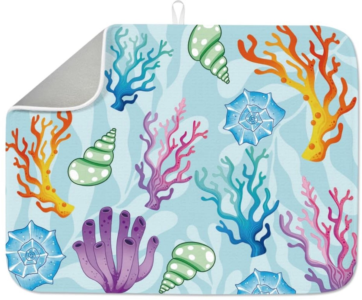 Omgoods - Watercolor Coral Afwasmat - Absorberend en Warmtebestendig 18"x24"