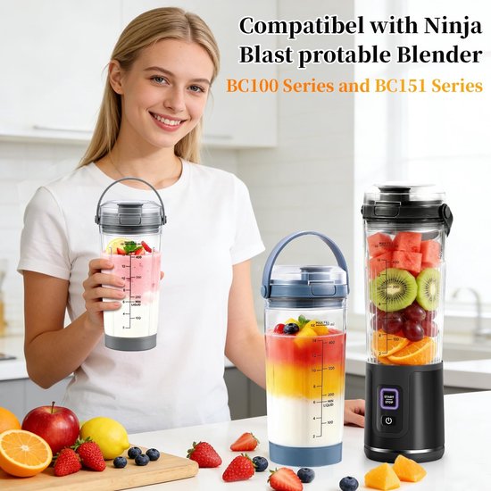 Omgoods - Blenderbeker 18oz met Sip & Seal Deksel voor Diverse Ninja Modellen — afbeelding 5