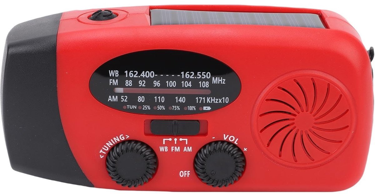 Omgoods - Draagbare Solar Emergency Radio met LED Zaklamp en Powerbank